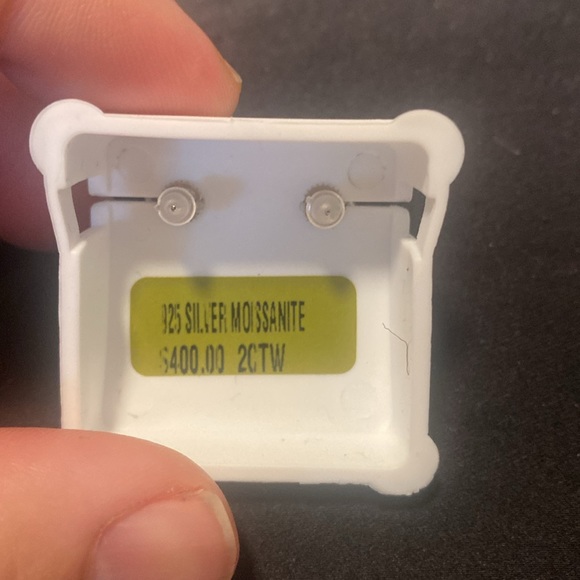 2 CTW. 925 SILVER MOISSANITE PAIR OF EARRINGS $400 PRICE TAGS AS SHOWN - Picture 2 of 2